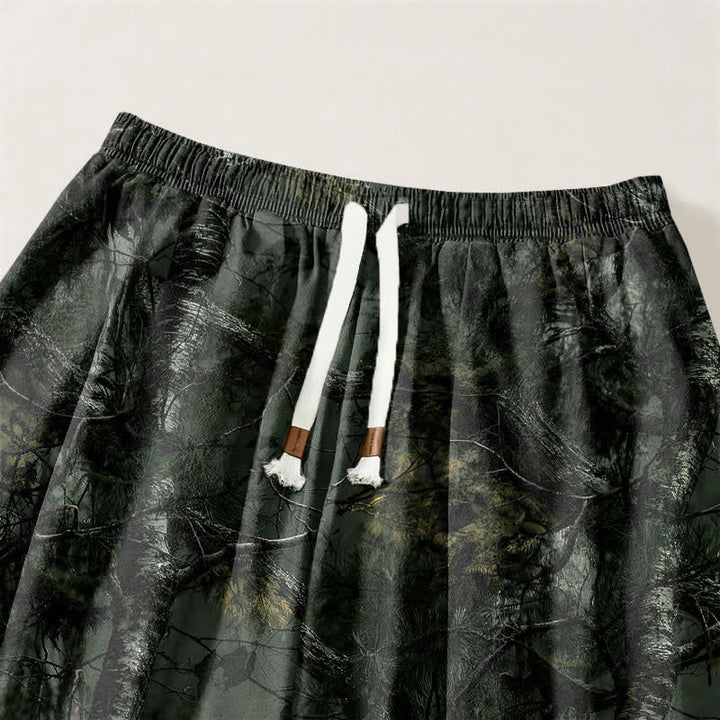 Buddha Stones Pantaloni harem da uomo in puro cotone con coulisse e tasche, fantasia mimetica effetto marmo. - image 15