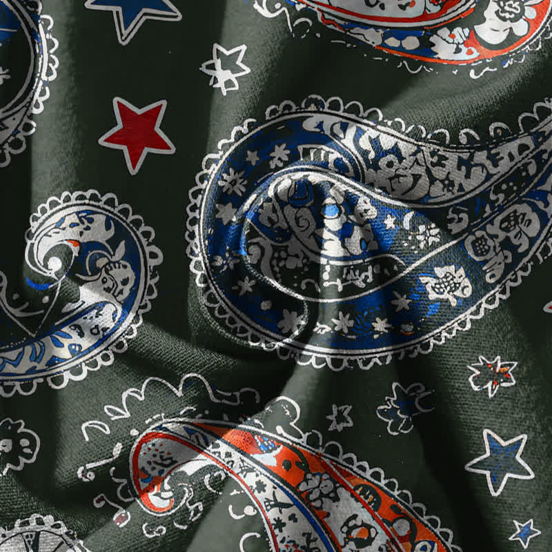 Buddha Stones Pantaloni harem da uomo in puro cotone con coulisse e tasche, fantasia paisley a stelle. - image 17