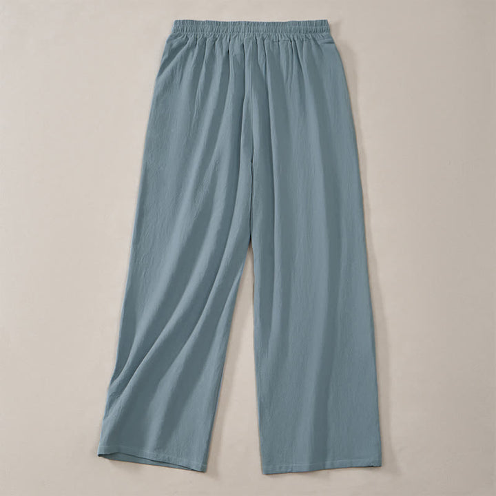 Buddha Stones Pantaloni lunghi da uomo classici, minimalisti, con coulisse, tinta unita, a gamba dritta e tasche, per primavera/estate. - image 10