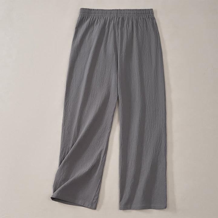 Buddha Stones Pantaloni lunghi da uomo classici, minimalisti, con coulisse, tinta unita, a gamba dritta e tasche, per primavera/estate. - image 19
