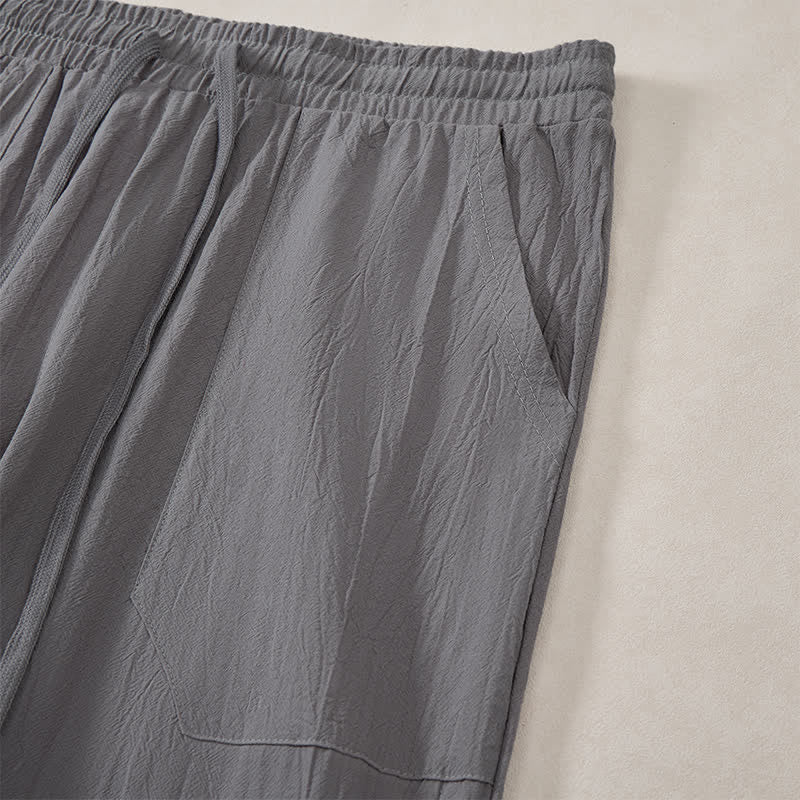Buddha Stones Pantaloni lunghi da uomo classici, minimalisti, con coulisse, tinta unita, a gamba dritta e tasche, per primavera/estate. - image 21