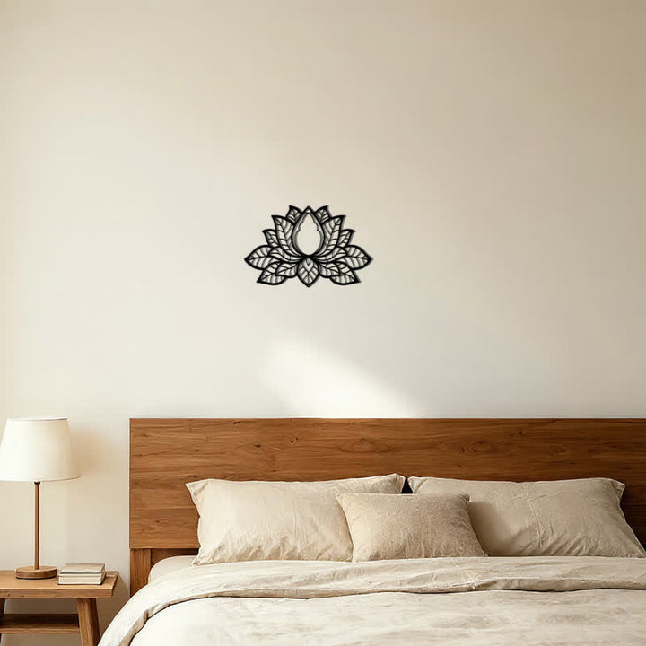 Buddha Stones Silhouette di loto in metallo, simbolo di illuminazione, ferro, decorazione murale con simboli significativi - image 5