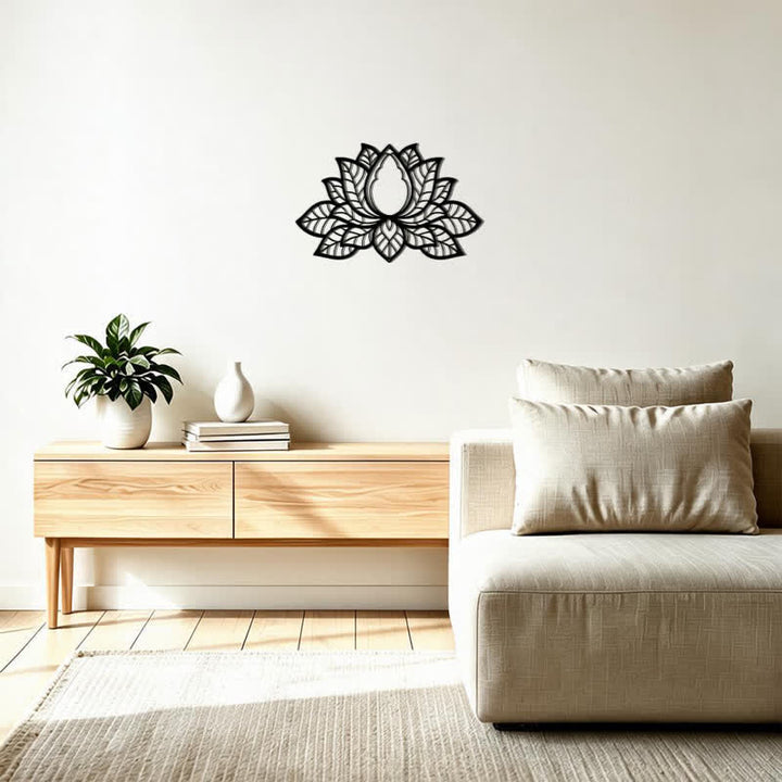 Buddha Stones Silhouette di loto in metallo, simbolo di illuminazione, ferro, decorazione murale con simboli significativi - image 11