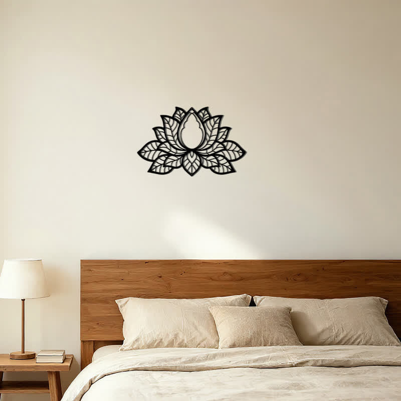 Buddha Stones Silhouette di loto in metallo, simbolo di illuminazione, ferro, decorazione murale con simboli significativi - image 12