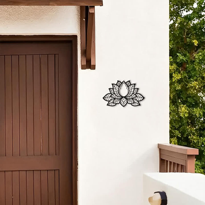 Buddha Stones Silhouette di loto in metallo, simbolo di illuminazione, ferro, decorazione murale con simboli significativi - image 7