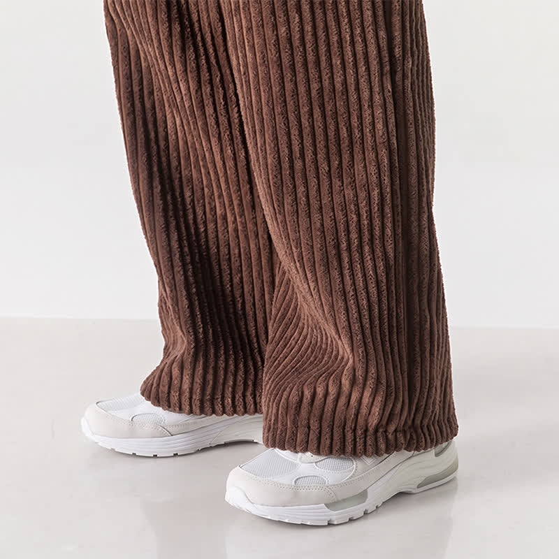 Buddha Stones Pantaloni lunghi da uomo in velluto a coste, tinta unita, stile vintage, con coulisse, per autunno/inverno, a gamba larga e tasca. - image 25