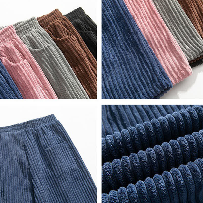 Buddha Stones Pantaloni lunghi da uomo in velluto a coste, tinta unita, stile vintage, con coulisse, per autunno/inverno, a gamba larga e tasca. - image 39