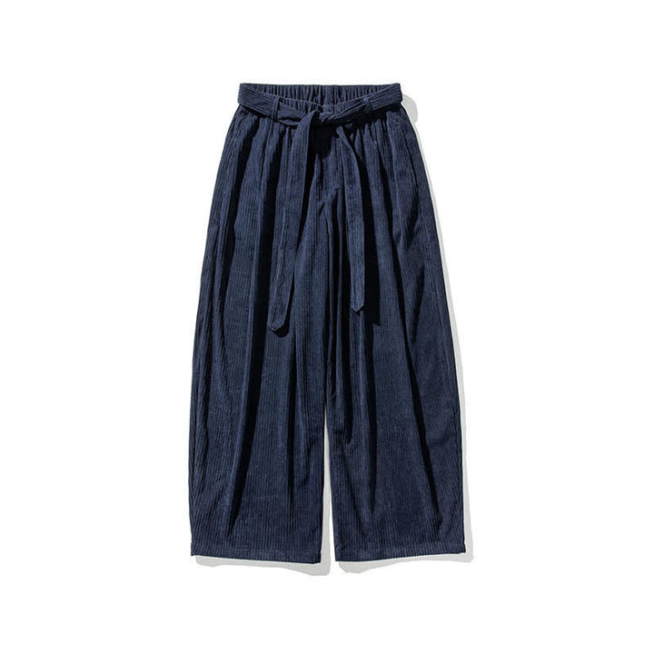 Buddha Stones Pantaloni lunghi da uomo in velluto a coste, tinta unita, stile vintage, con coulisse, per autunno/inverno, a gamba larga e tasche. - image 22