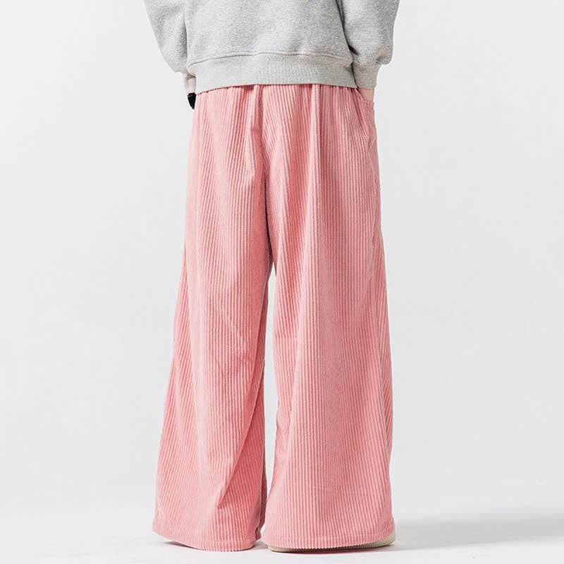Buddha Stones Pantaloni lunghi da uomo in velluto a coste, tinta unita, casual, autunno/inverno, con coulisse, gamba larga e tasche. - image 13