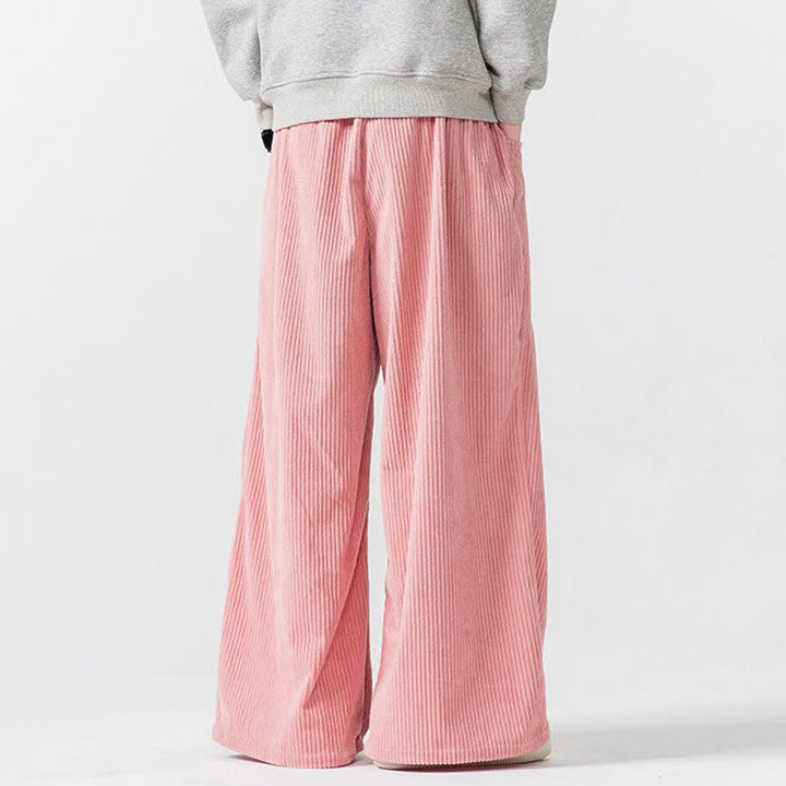 Buddha Stones Pantaloni lunghi da uomo in velluto a coste, tinta unita, casual, autunno/inverno, con coulisse, gamba larga e tasche. - image 13