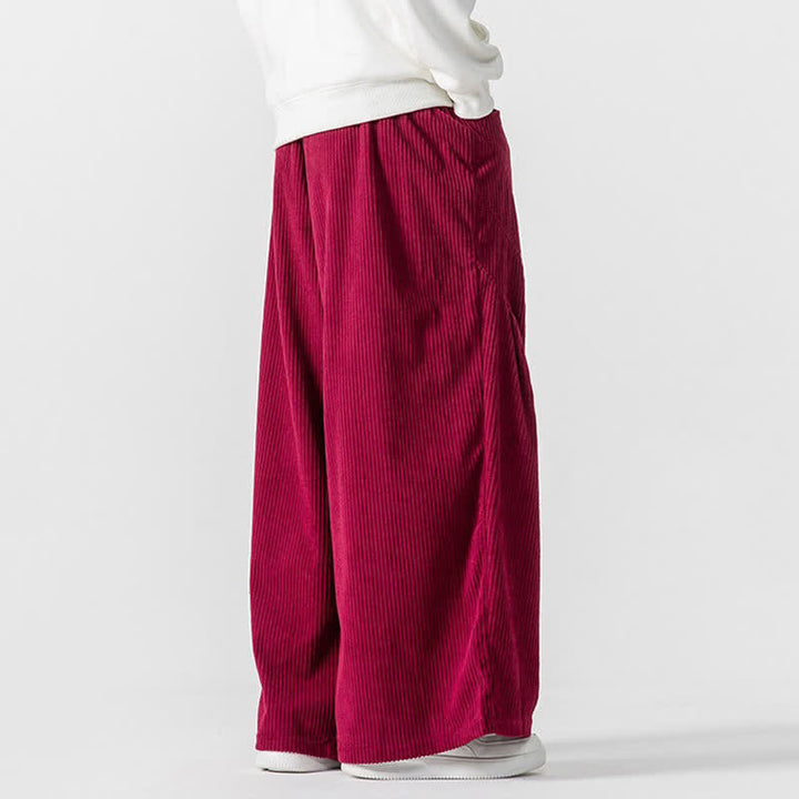Buddha Stones Pantaloni lunghi da uomo in velluto a coste, tinta unita, casual, autunno/inverno, con coulisse, gamba larga e tasche. - image 20