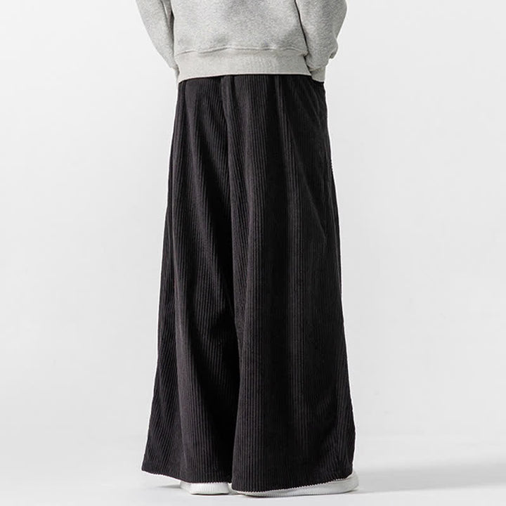Buddha Stones Pantaloni lunghi da uomo in velluto a coste, tinta unita, casual, autunno/inverno, con coulisse, gamba larga e tasche. - image 35