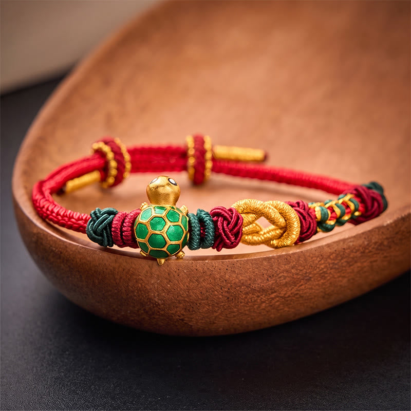 Buddha Stones Bracciale protettivo in filo rosso con tartaruga di rame intrecciata a mano - image 11