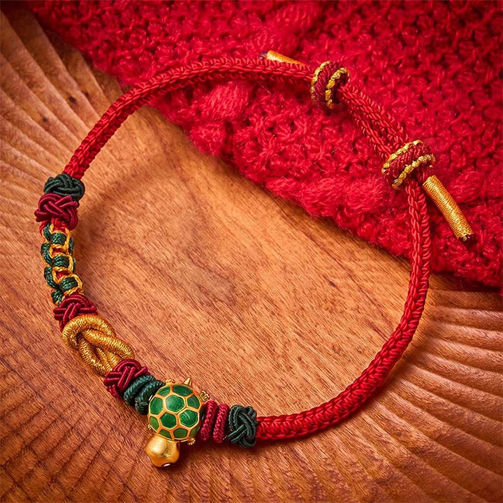 Buddha Stones Bracciale protettivo in filo rosso con tartaruga di rame intrecciata a mano - Filo rosso - image 9