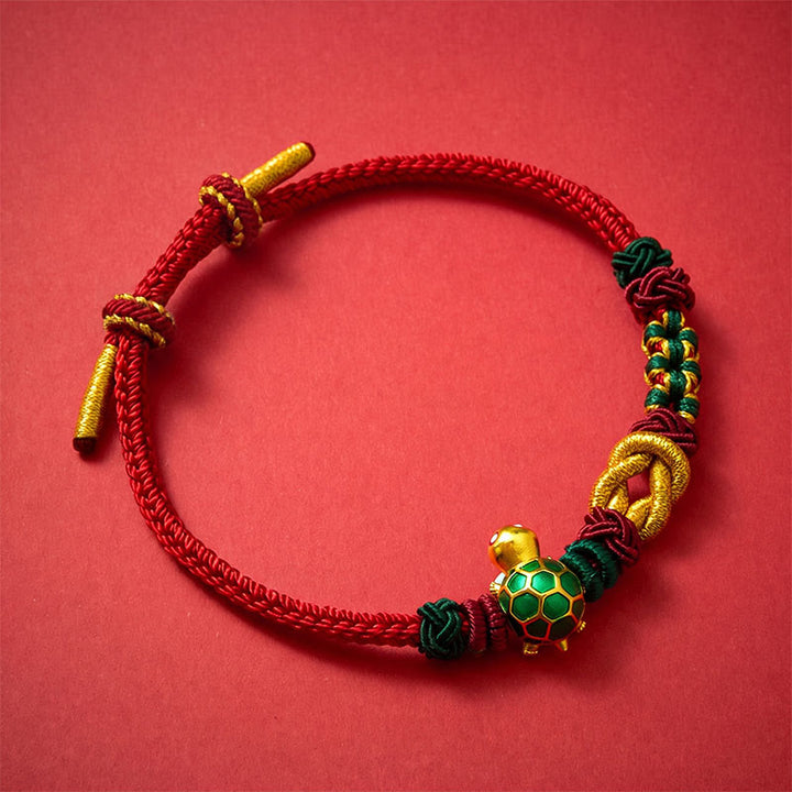 Buddha Stones Bracciale protettivo in filo rosso con tartaruga di rame intrecciata a mano - image 10