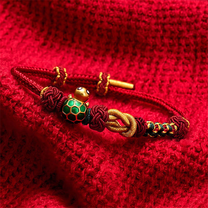 Buddha Stones Bracciale protettivo in filo rosso con tartaruga di rame intrecciata a mano - image 12