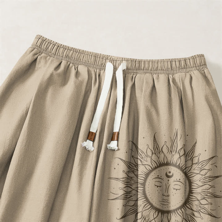 Buddha Stones Pantaloni harem da uomo in puro cotone con coulisse e tasche, fantasia a raggiera. - image 3