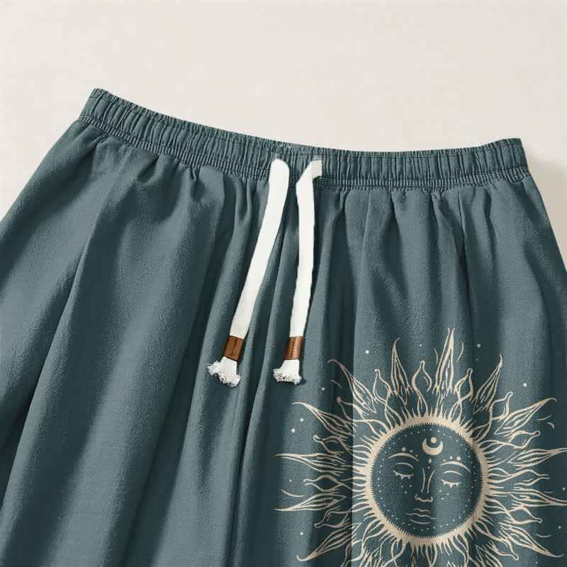 Buddha Stones Pantaloni harem da uomo in puro cotone con coulisse e tasche, fantasia a raggiera. - image 15