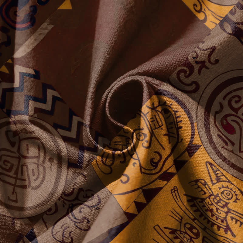 Buddha Stones Pantaloni harem da uomo in puro cotone con coulisse e tasche, decorati con motivo patchwork a medaglioni tribali. - image 17