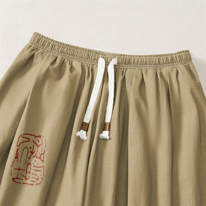 Buddha Stones Pantaloni harem da uomo in puro cotone con coulisse e tasche, con stampa di rane giocose. - image 9