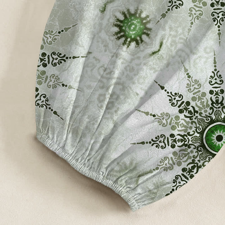 Buddha Stones Pantaloni harem da donna in cotone stile bohémien con motivo a medaglione geometrico e vita elasticizzata, con tasche laterali. - image 6