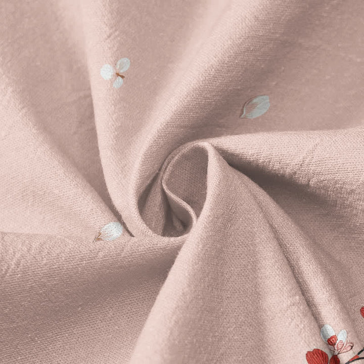 Kimono da donna a maniche lunghe con scollo a V e allacciatura, in cotone con stampa di gru e fiori di pruno e motivo Buddha Stones. - image 4