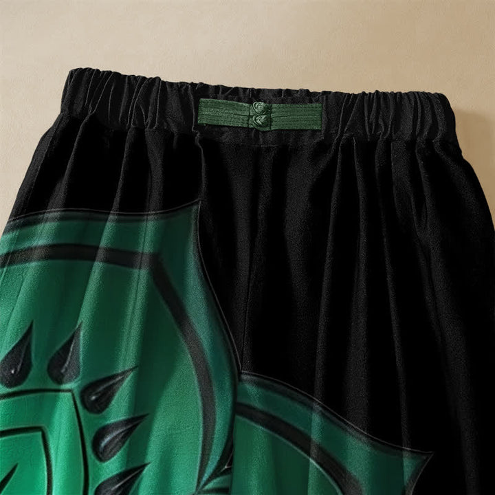 Buddha Stones Pantaloni harem da donna in puro cotone, stile bohémien, con motivo floreale mandala, bottoni a rana e vita elasticizzata, con tasche. - image 2