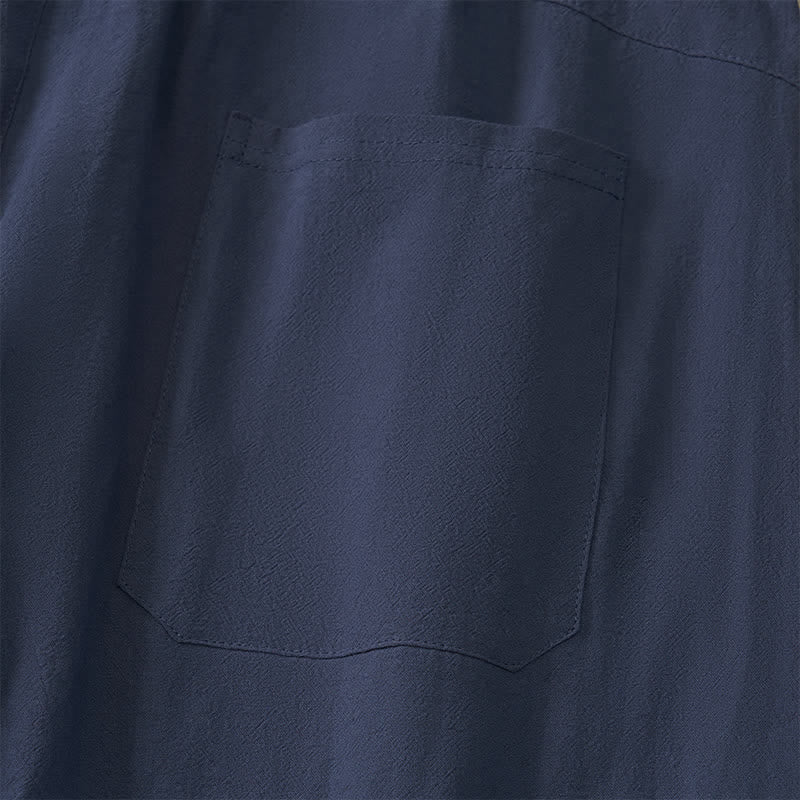 Buddha Stones Pantaloni lunghi da uomo in cotone e lino, tinta unita, con coulisse e blocchi di colore, modello a gamba dritta, con tasche, per primavera/estate. - image 7