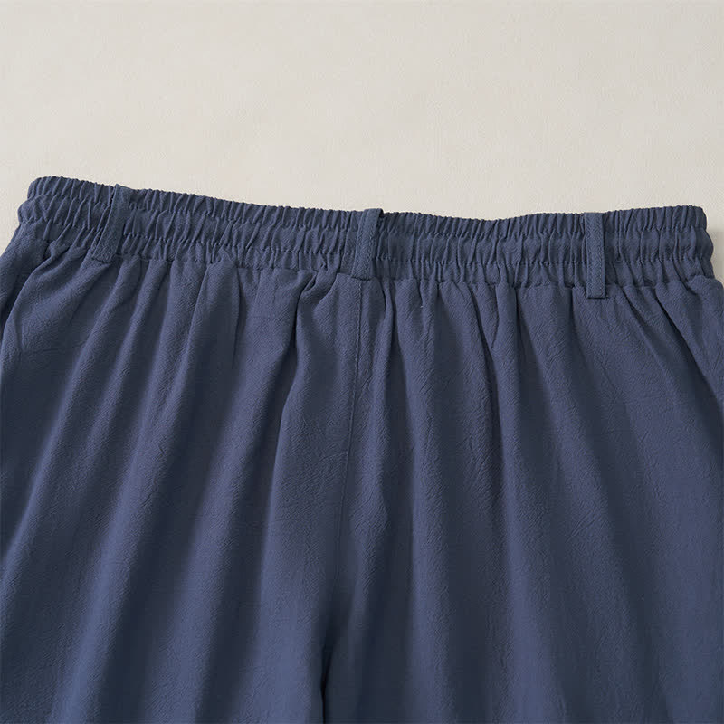 Buddha Stones Pantaloni lunghi da uomo a gamba dritta con coulisse e bottoni decorativi, ideali per primavera/estate. Classici, per la primavera e l'estate. Pantaloni lunghi a tinta unita con tasche. - image 4