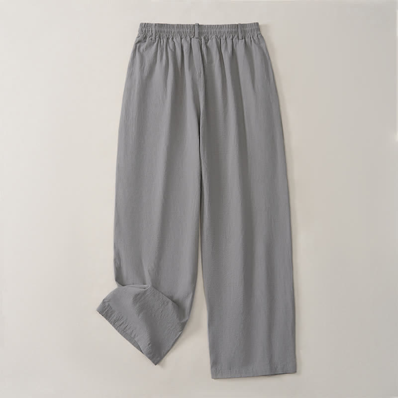 Buddha Stones Pantaloni lunghi da uomo a gamba dritta con coulisse e bottoni decorativi, ideali per primavera/estate. Classici, per la primavera e l'estate. Pantaloni lunghi a tinta unita con tasche. - image 12