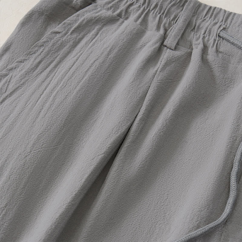 Buddha Stones Pantaloni lunghi da uomo a gamba dritta con coulisse e bottoni decorativi, ideali per primavera/estate. Classici, per la primavera e l'estate. Pantaloni lunghi a tinta unita con tasche. - image 15