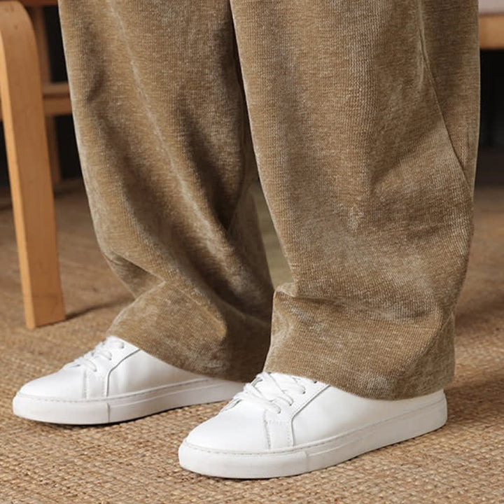 Buddha Stones Pantaloni lunghi da uomo a gamba dritta, tinta unita, con coulisse, ideali per autunno/inverno, con tasche. - image 10
