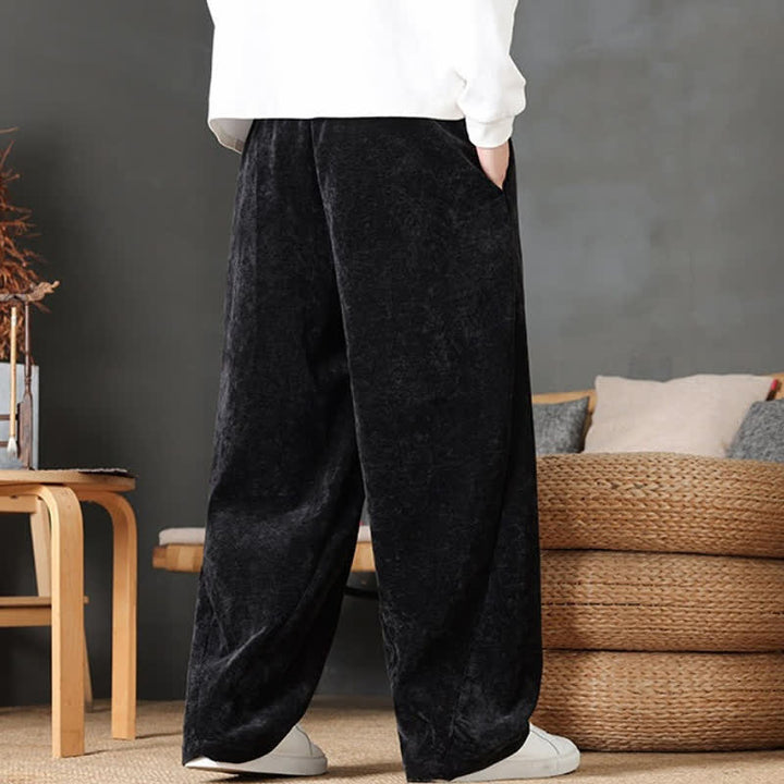 Buddha Stones Pantaloni lunghi da uomo a gamba dritta, tinta unita, con coulisse, ideali per autunno/inverno, con tasche. - image 15