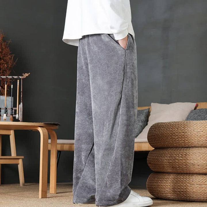 Buddha Stones Pantaloni lunghi da uomo a gamba dritta, tinta unita, con coulisse, ideali per autunno/inverno, con tasche. - image 24