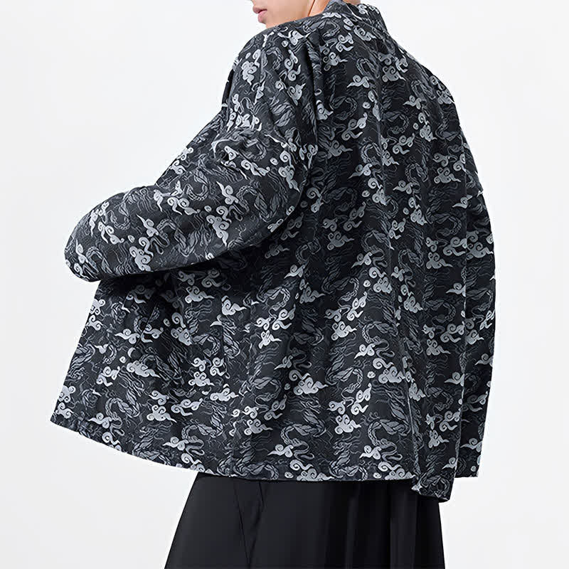 Buddha Stones Kimono da uomo in cotone con coulisse, ideale per primavera/autunno, stile casual, con motivo astratto a nuvole. - image 13