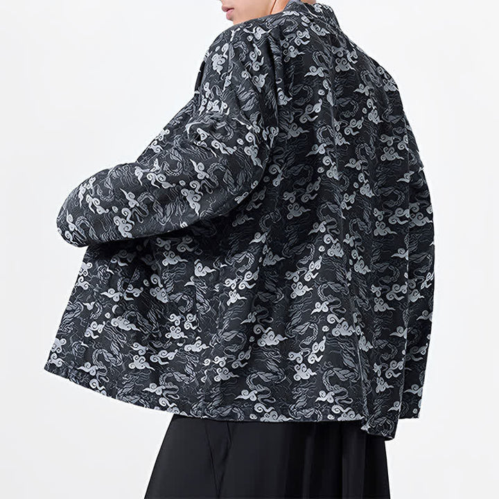 Buddha Stones Kimono da uomo in cotone con coulisse, ideale per primavera/autunno, stile casual, con motivo astratto a nuvole. - image 13