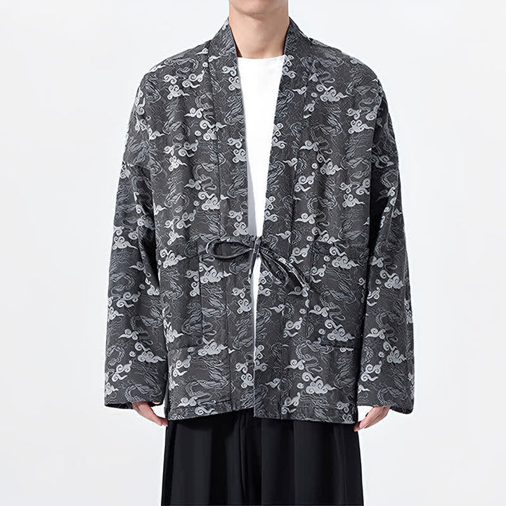 Buddha Stones Kimono da uomo in cotone con coulisse, ideale per primavera/autunno, stile casual, con motivo astratto a nuvole. - image 27