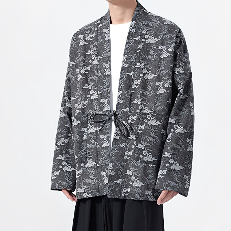 Buddha Stones Kimono da uomo in cotone con coulisse, ideale per primavera/autunno, stile casual, con motivo astratto a nuvole. - image 28