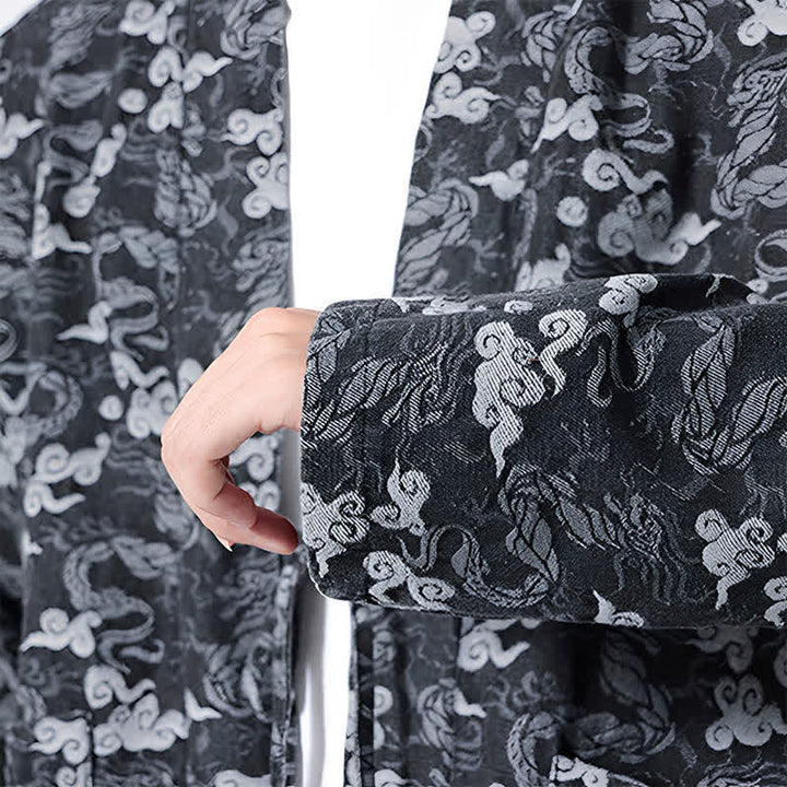 Buddha Stones Kimono da uomo in cotone con coulisse, ideale per primavera/autunno, stile casual, con motivo astratto a nuvole. - image 19