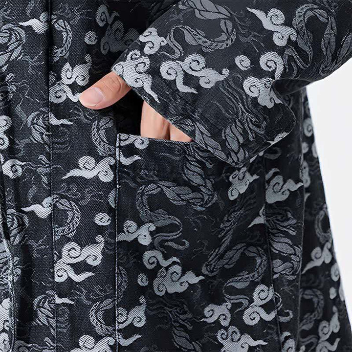 Buddha Stones Kimono da uomo in cotone con coulisse, ideale per primavera/autunno, stile casual, con motivo astratto a nuvole. - image 20