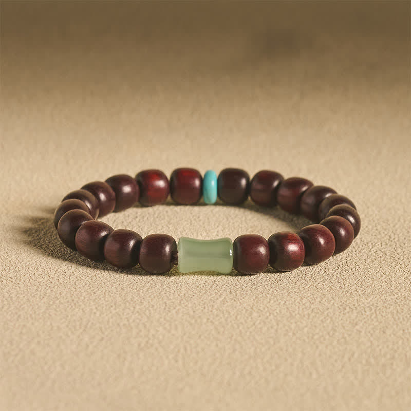 Buddha Stones Bracciale protettivo vintage in legno di sandalo rosso, ebano e bambù - Sandalo rosso da 10 mm (portafortuna ♥) - image 0