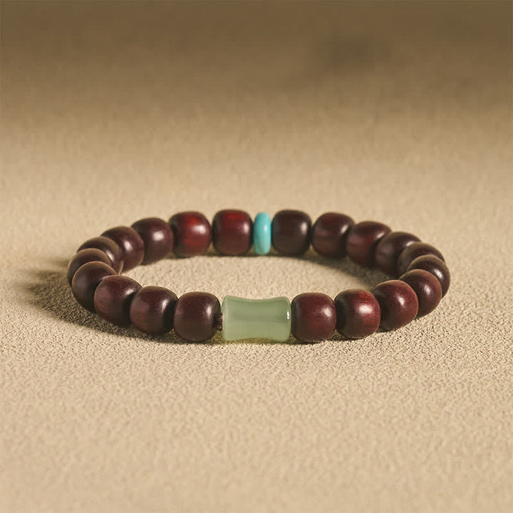 Buddha Stones Bracciale protettivo vintage in legno di sandalo rosso, ebano e bambù - Sandalo rosso da 10 mm (portafortuna ♥) - image 0