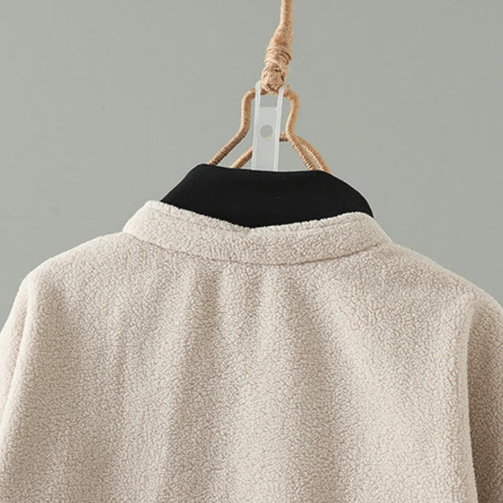 Buddha Stones Giacca invernale casual da donna con colletto alla coreana e tasche, stile Tang, tinta unita. - image 9