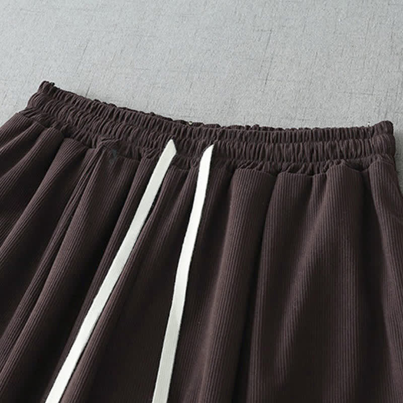 Buddha Stones Pantaloni capri da donna a gamba larga, comodi, con coulisse, tinta unita, per primavera/estate. Pantaloni casual estivi con tasca. - image 5