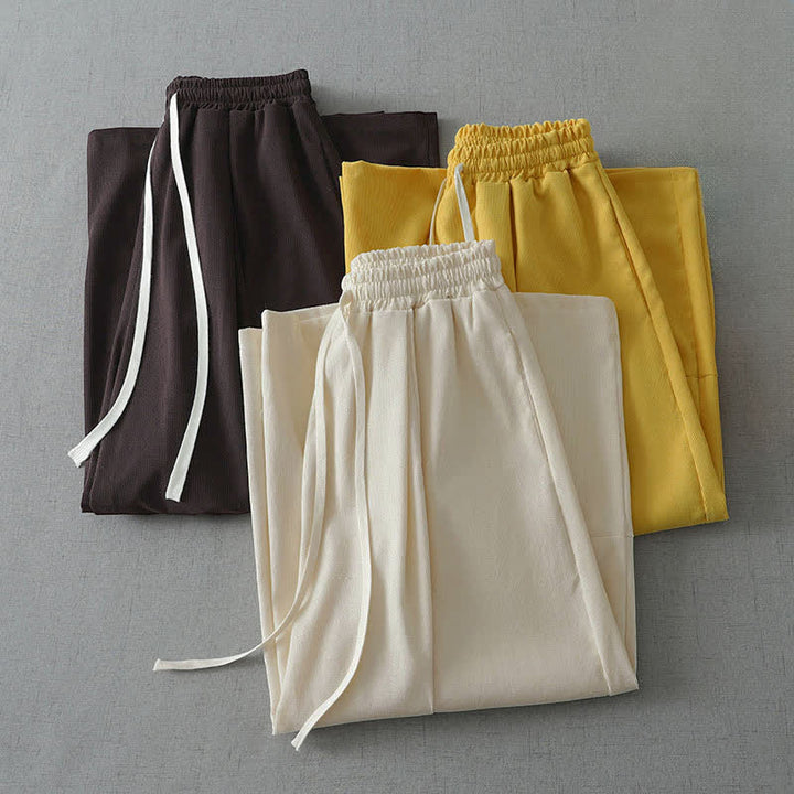 Buddha Stones Pantaloni capri da donna a gamba larga, comodi, con coulisse, tinta unita, per primavera/estate. Pantaloni casual estivi con tasca. - image 16