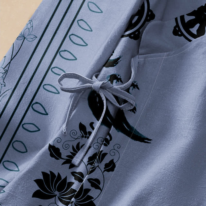 Buddha Stones Kimono da donna a maniche lunghe con scollo a V e allacciatura, in cotone stile boho con motivo floreale e bordo decorativo. - image 3