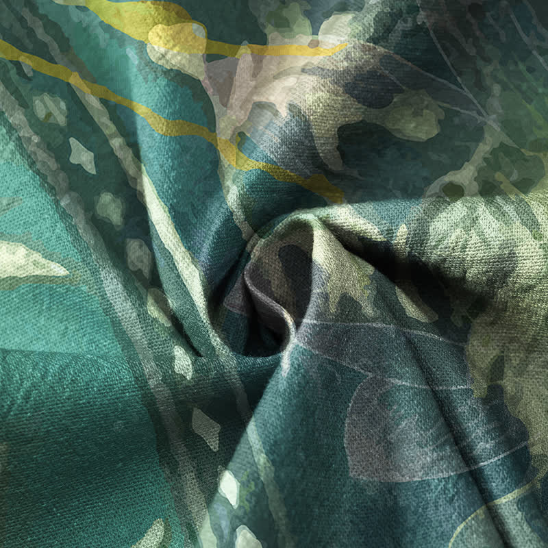 Buddha Stones Kimono da donna a maniche lunghe, stile Hanfu, con scollo a V e allacciatura, in cotone bianco con stampa a foglie di loto. - image 4