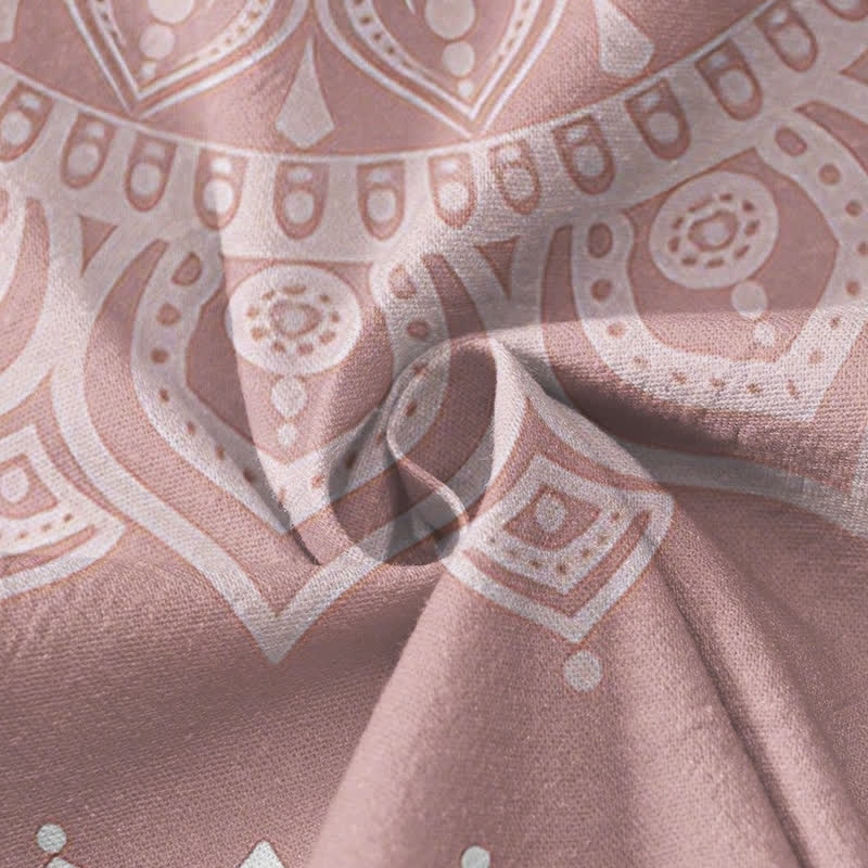Buddha Stones Kimono da donna a maniche lunghe, stile Hanfu, con scollo a V e allacciatura, in cotone bianco con stampa mandala. - image 4