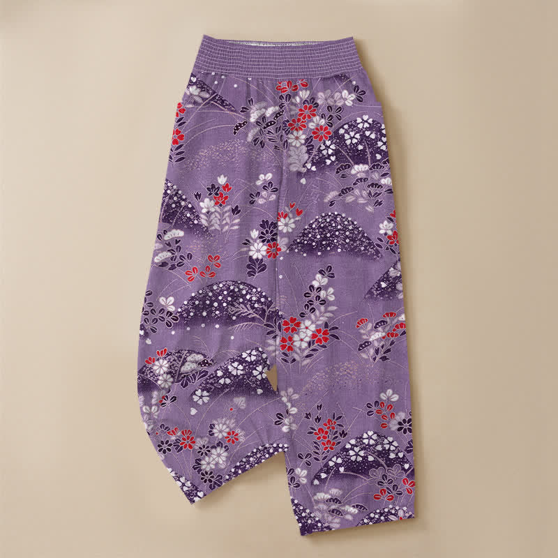 Buddha Stones Pantaloni harem da donna Cotton Hill con motivo floreale, pieghe e vita elasticizzata, con tasche. - image 13