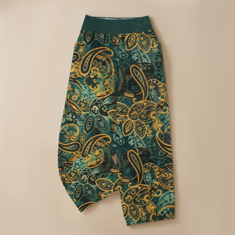 Buddha Stones Pantaloni harem da donna in cotone vintage con motivo floreale paisley, pieghe e vita elasticizzata, con tasche. - image 3